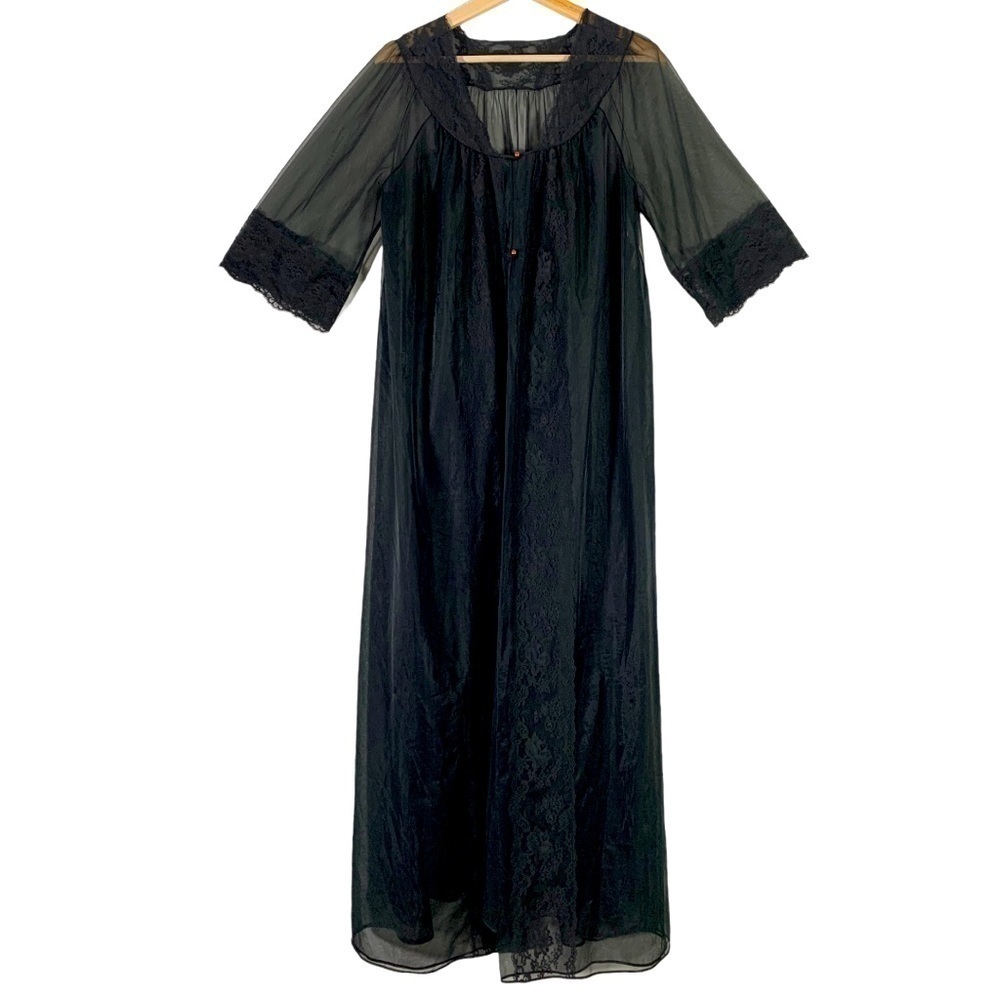 Vintage Shadow Line Chiffon Peignoir Lingerie Gown Size Medium